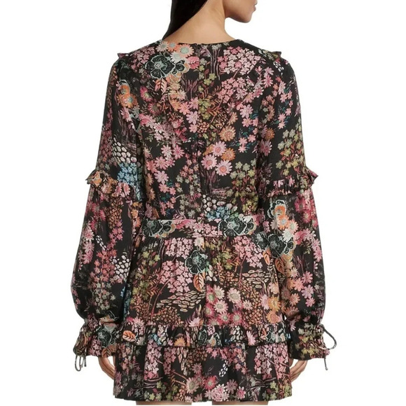Ted Baker Hendria Ruffle-Trim Mini Dress floral print viscose size 0 or 2 - Picture 3 of 14